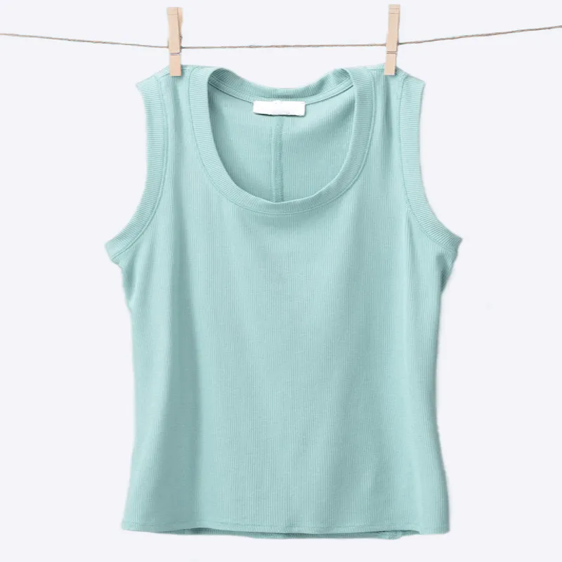Sage Fitted Ribbed Tank Top