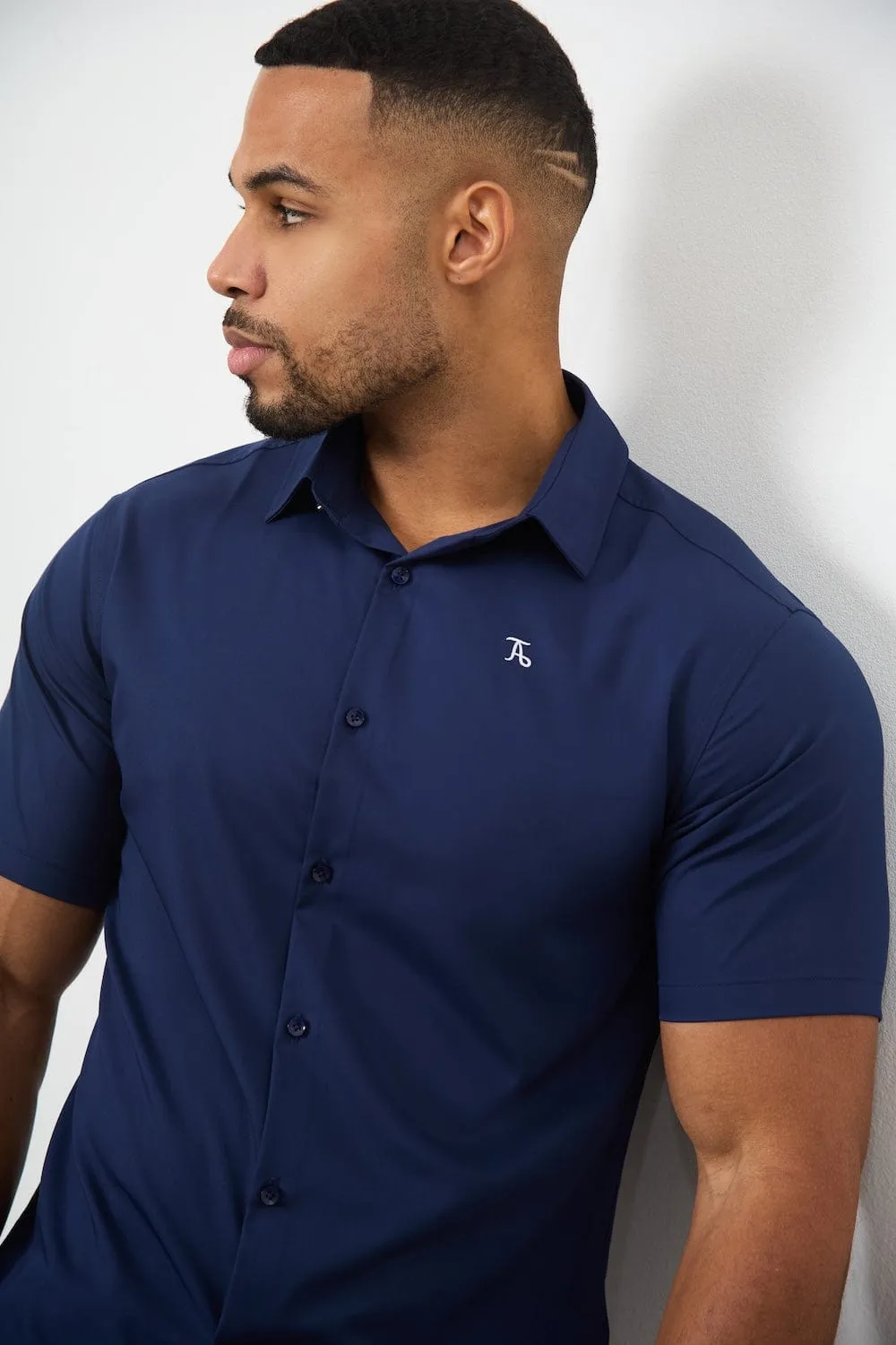 Short Sleeve Bamboo Shirt in Navy