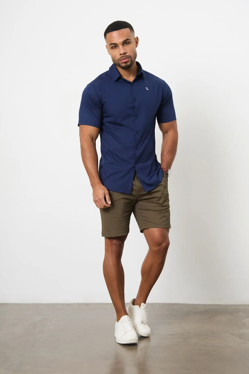 Short Sleeve Bamboo Shirt in Navy