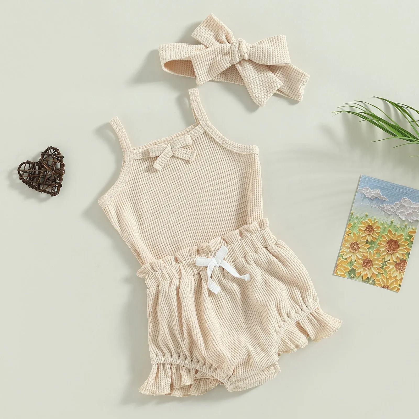 Sleeveless Waffle Knit Romper