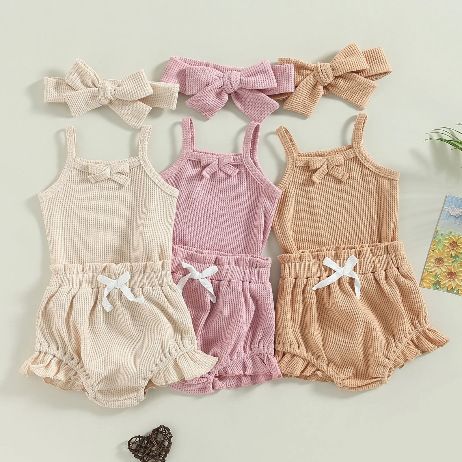 Sleeveless Waffle Knit Romper