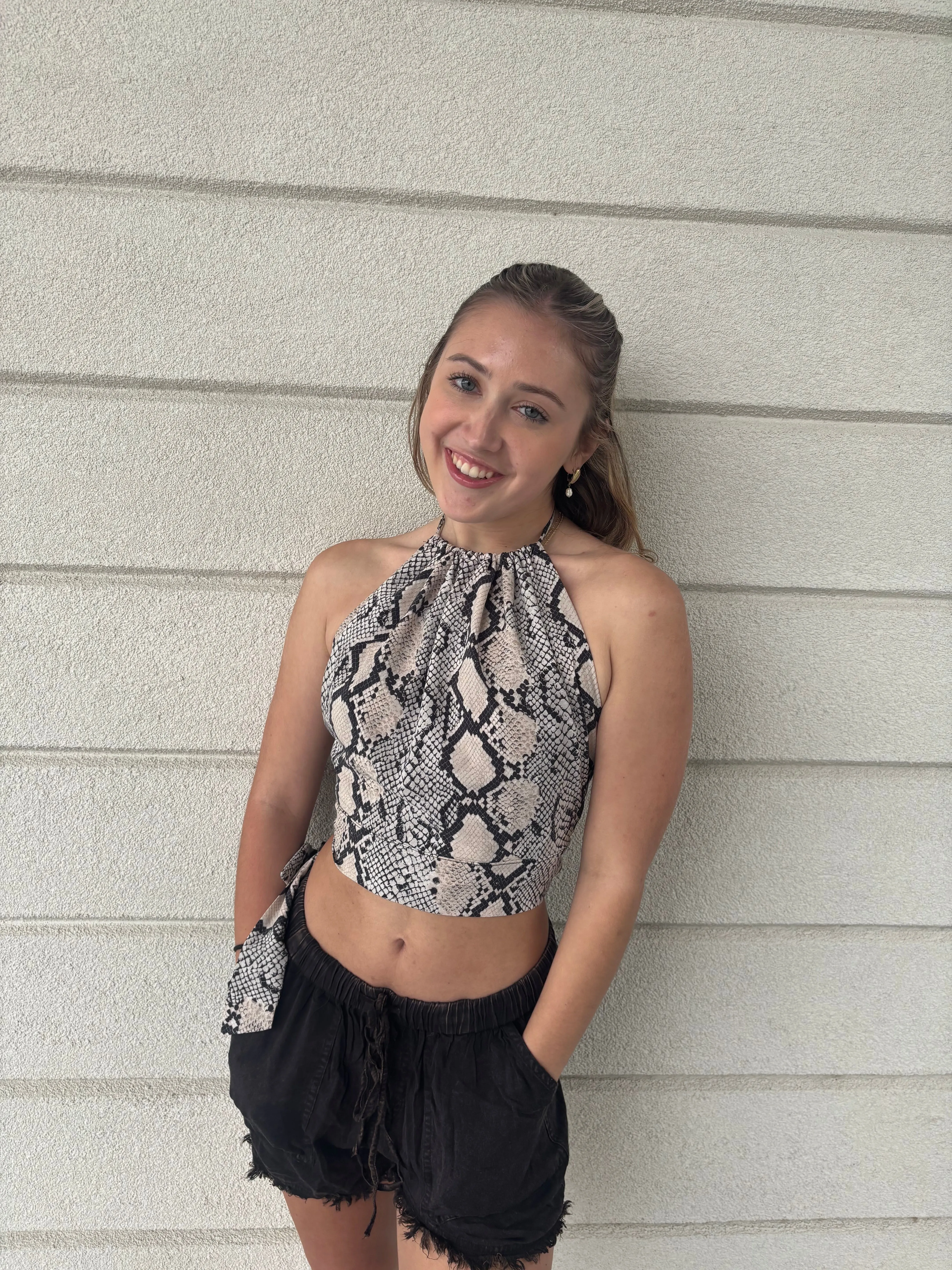 Snake Print Halter Top