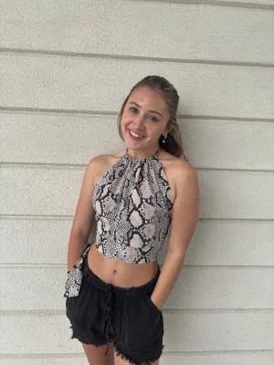Snake Print Halter Top