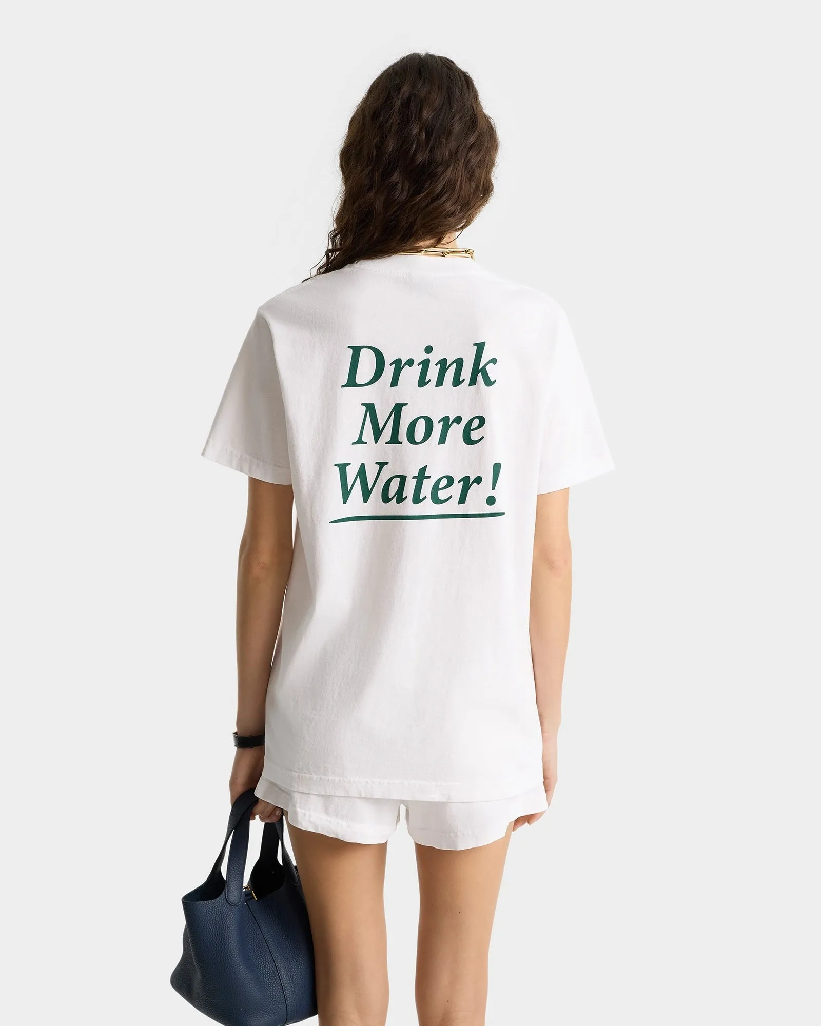 Sporty & Rich Drink More Water T-Shirt in White