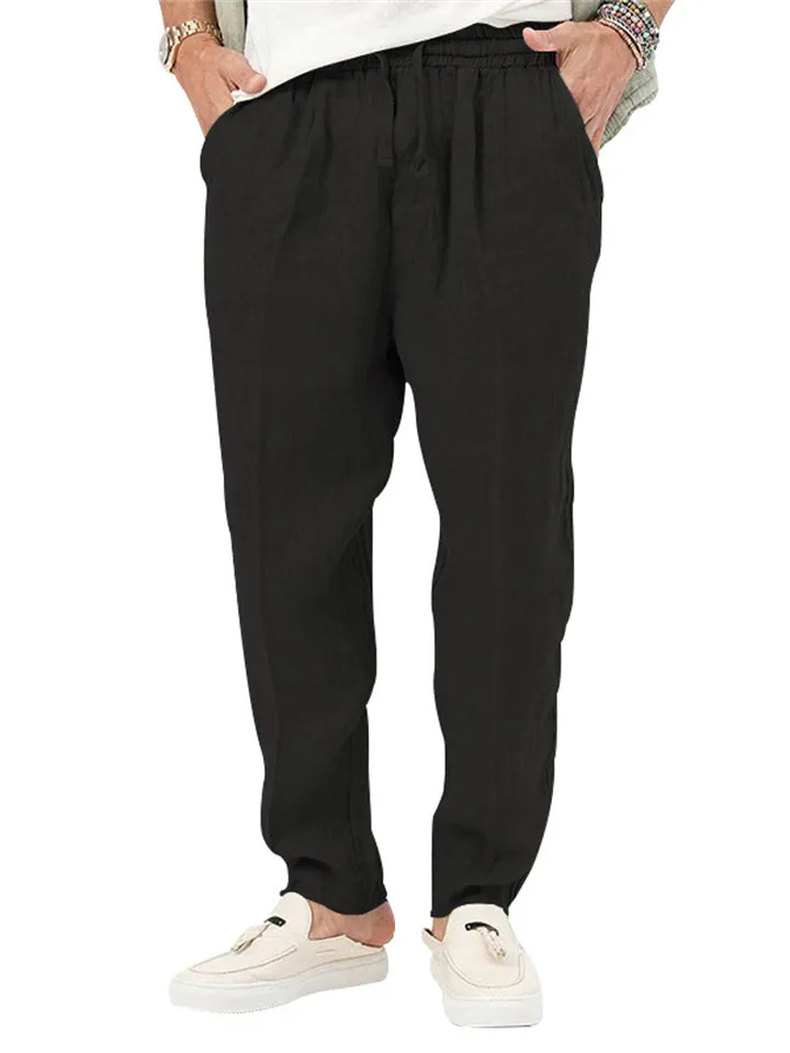 Summer Cotton Linen Comfortable Breathable Men's Sweatpants