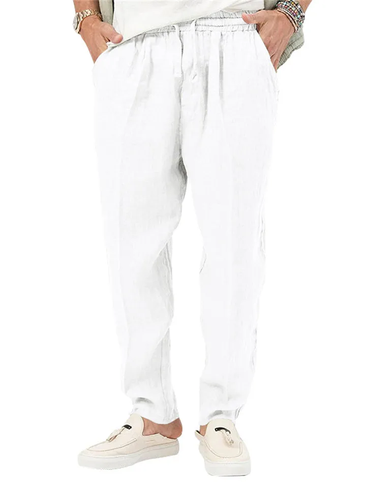 Summer Cotton Linen Comfortable Breathable Men's Sweatpants