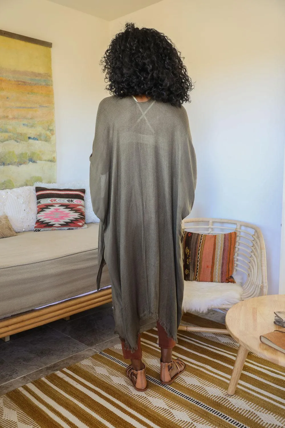 Summer Frayed Trim Kimono