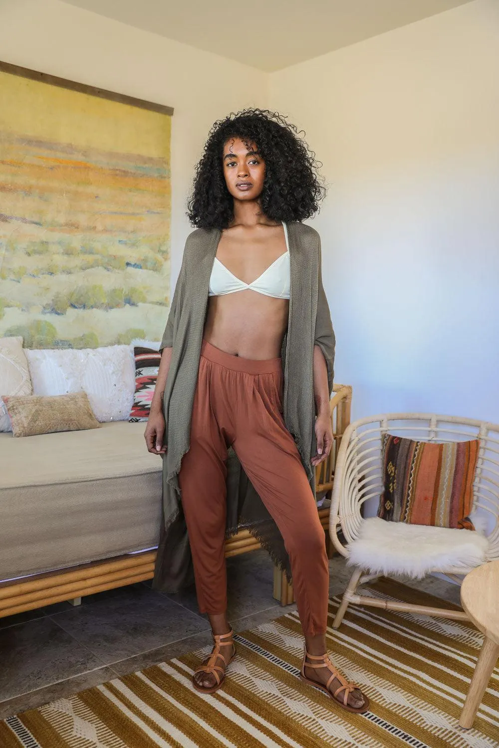 Summer Frayed Trim Kimono