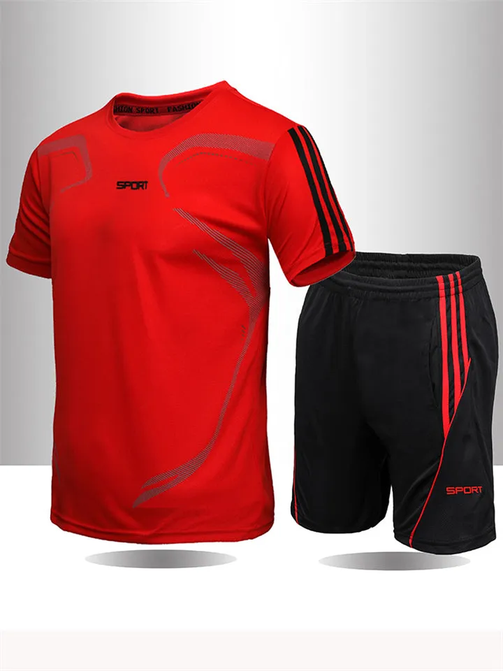 Summer Sports Breathable Quick Dry Short Sleeve Top   Loose Shorts