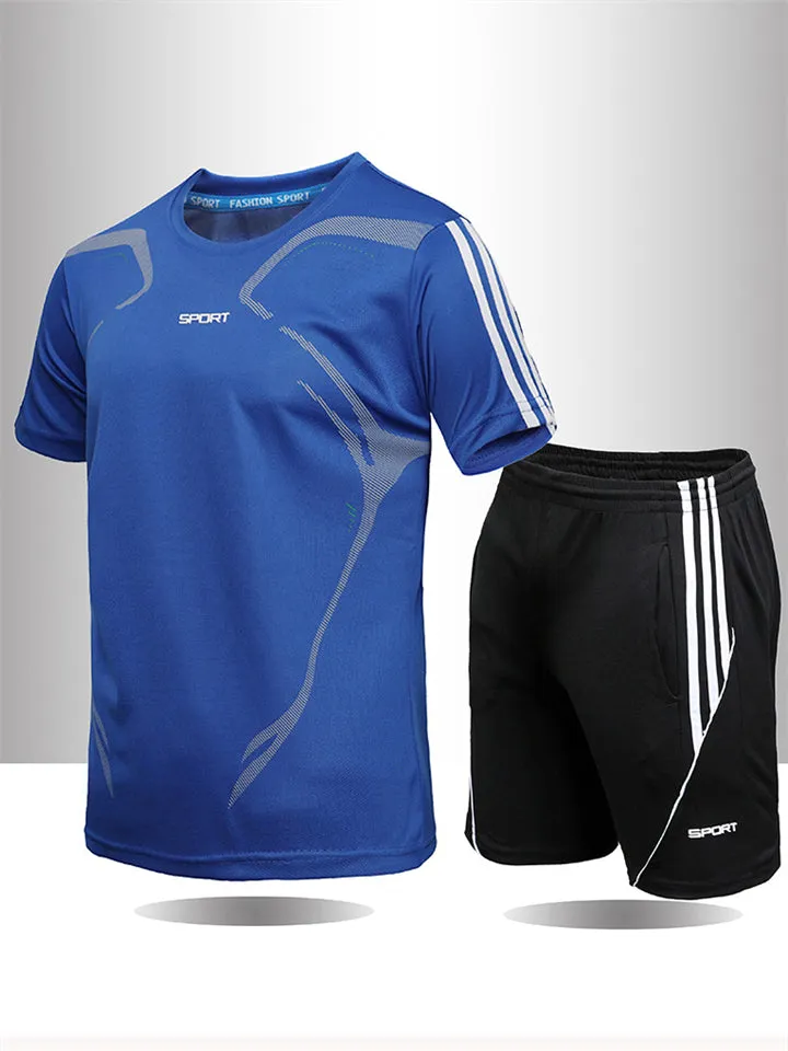 Summer Sports Breathable Quick Dry Short Sleeve Top   Loose Shorts