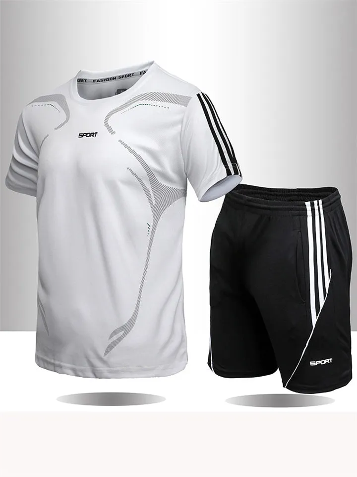 Summer Sports Breathable Quick Dry Short Sleeve Top   Loose Shorts