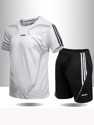 Summer Sports Breathable Quick Dry Short Sleeve Top   Loose Shorts