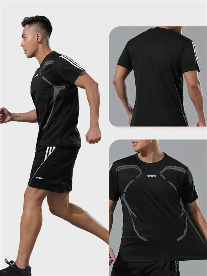 Summer Sports Breathable Quick Dry Short Sleeve Top   Loose Shorts