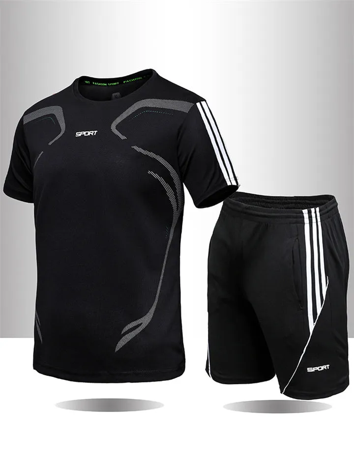 Summer Sports Breathable Quick Dry Short Sleeve Top   Loose Shorts