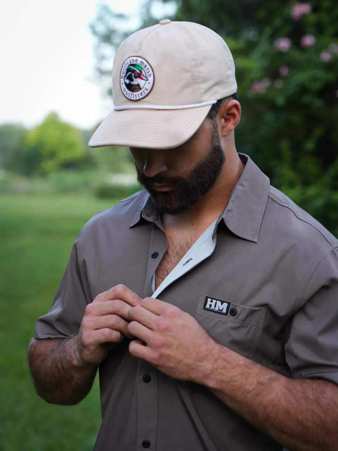 The Earth Brown Performance Button Up