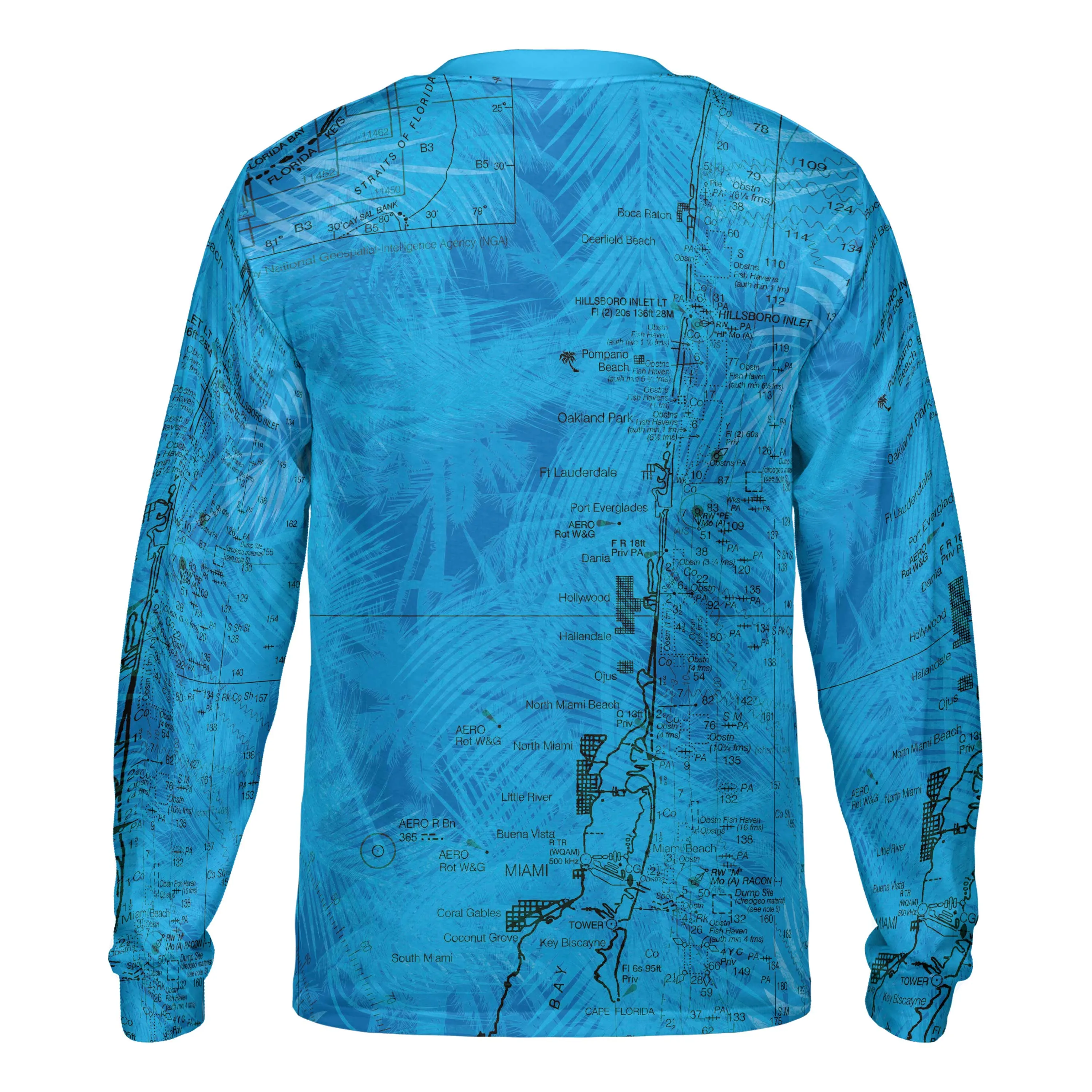 The Pompano Beach Blue Palms Long Sleeve Performance Tee