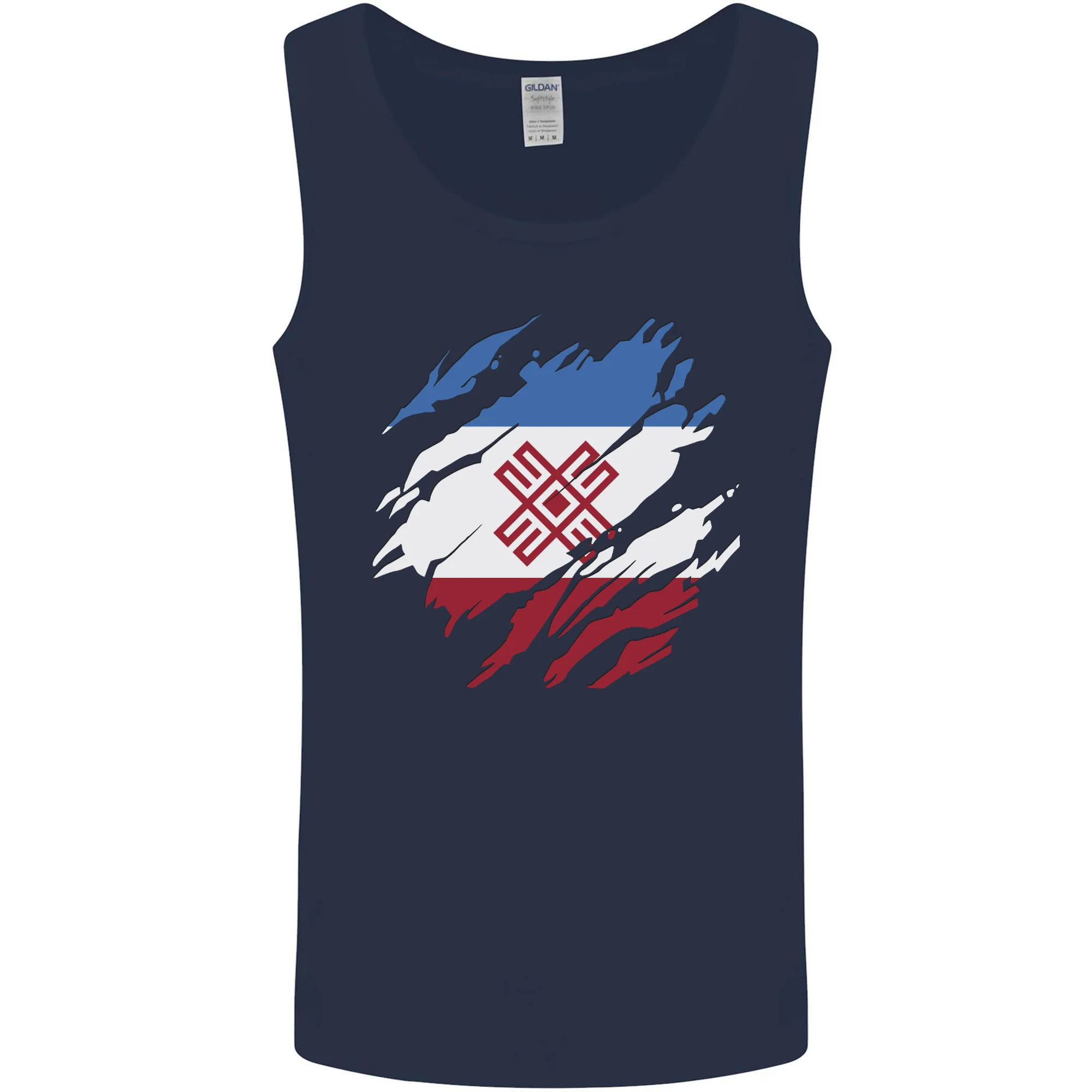 Torn Flag Mari El Mens Vest Tank Top
