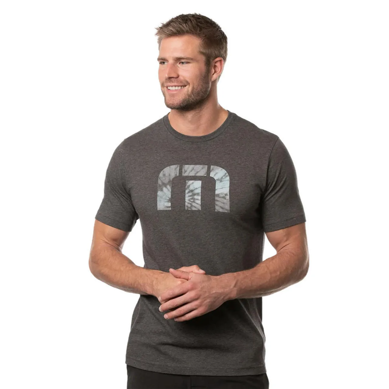TRAVIS MATHEW MENS CHIMNEY ROCK T-SHIRT - HEATHER GREY PINSTRIPE
