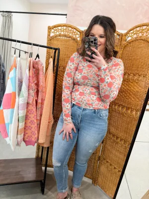 Vintage Floral Mesh Tops