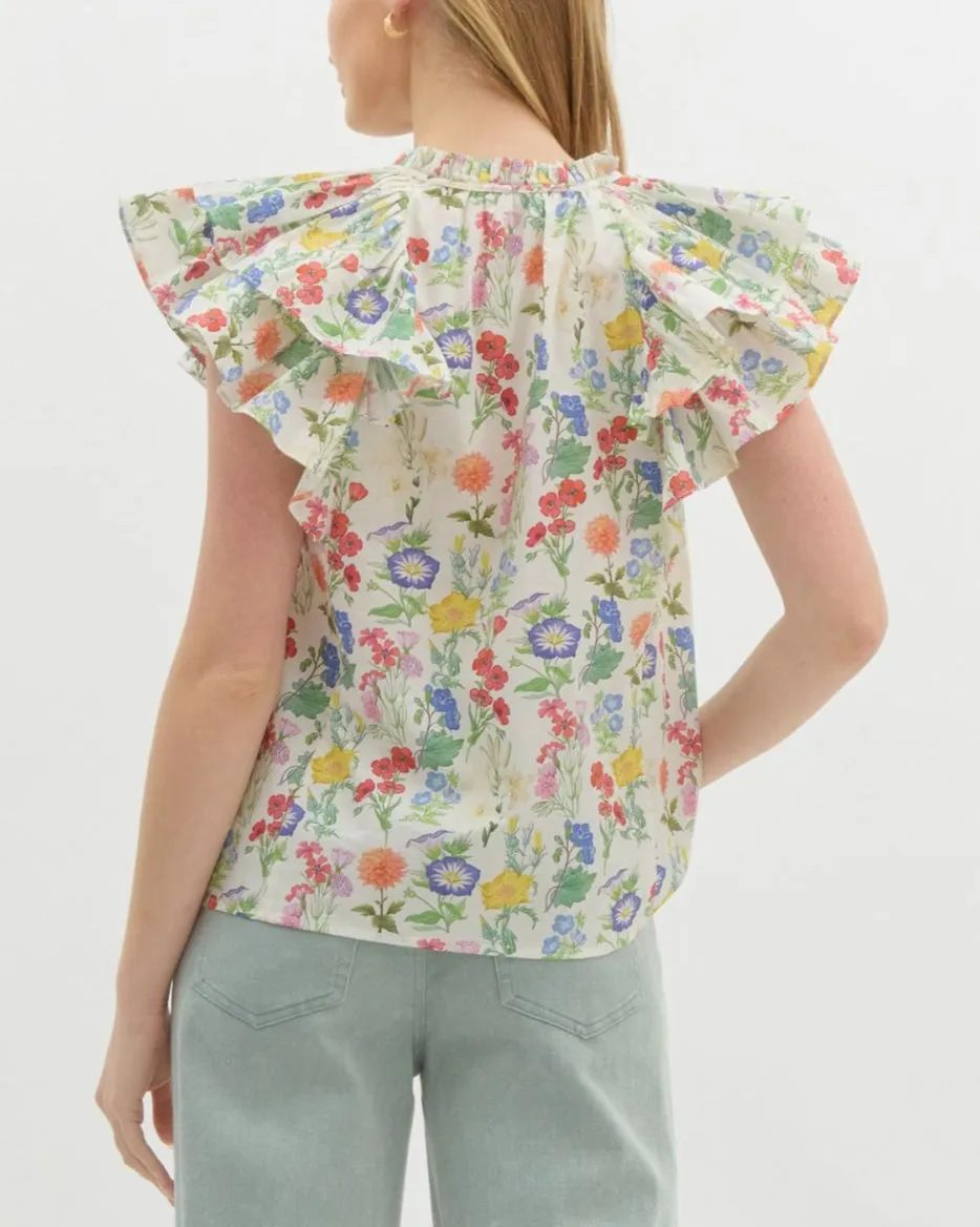 Wildflower Flutter Sleeve Top - Ivory