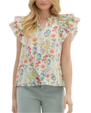 Wildflower Flutter Sleeve Top - Ivory