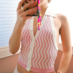 Ziggy Pink Halter Collar Crop